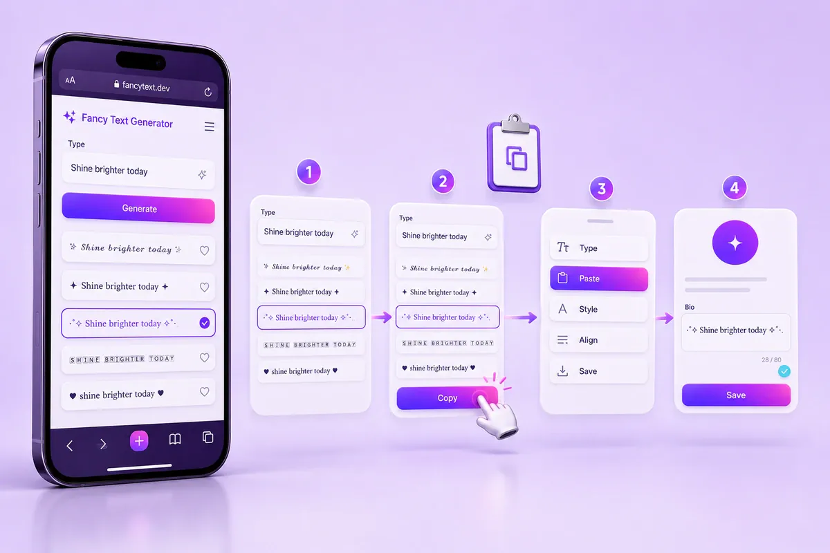 Steps for copying and pasting styled text on an iPhone