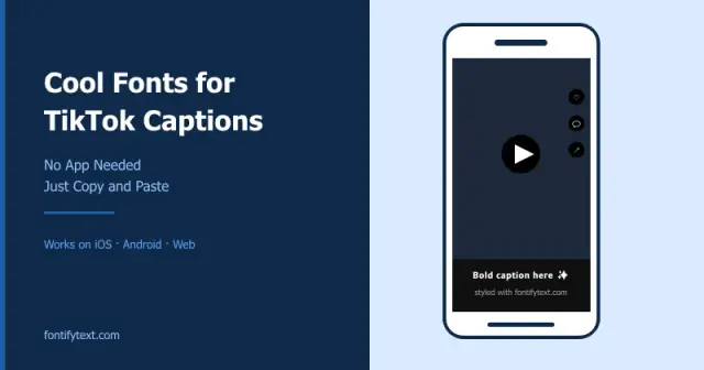 Cool fonts for TikTok captions shown on a phone with bold styled caption bar