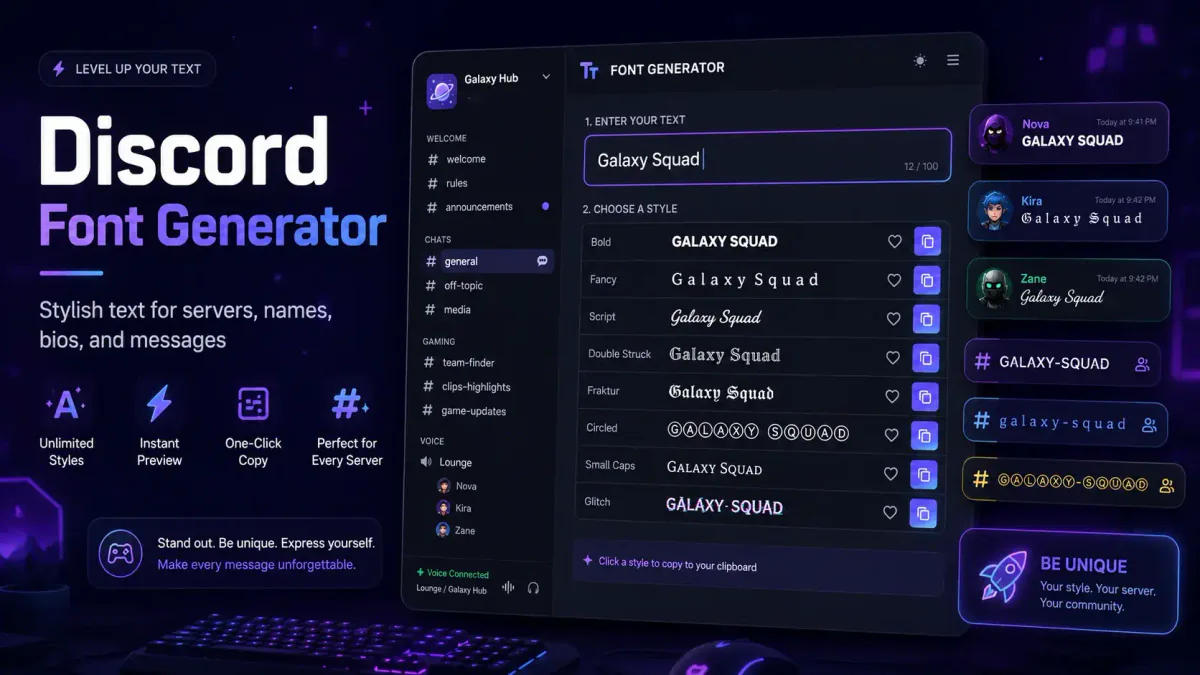 discord fonts preview for stylish Discord server text