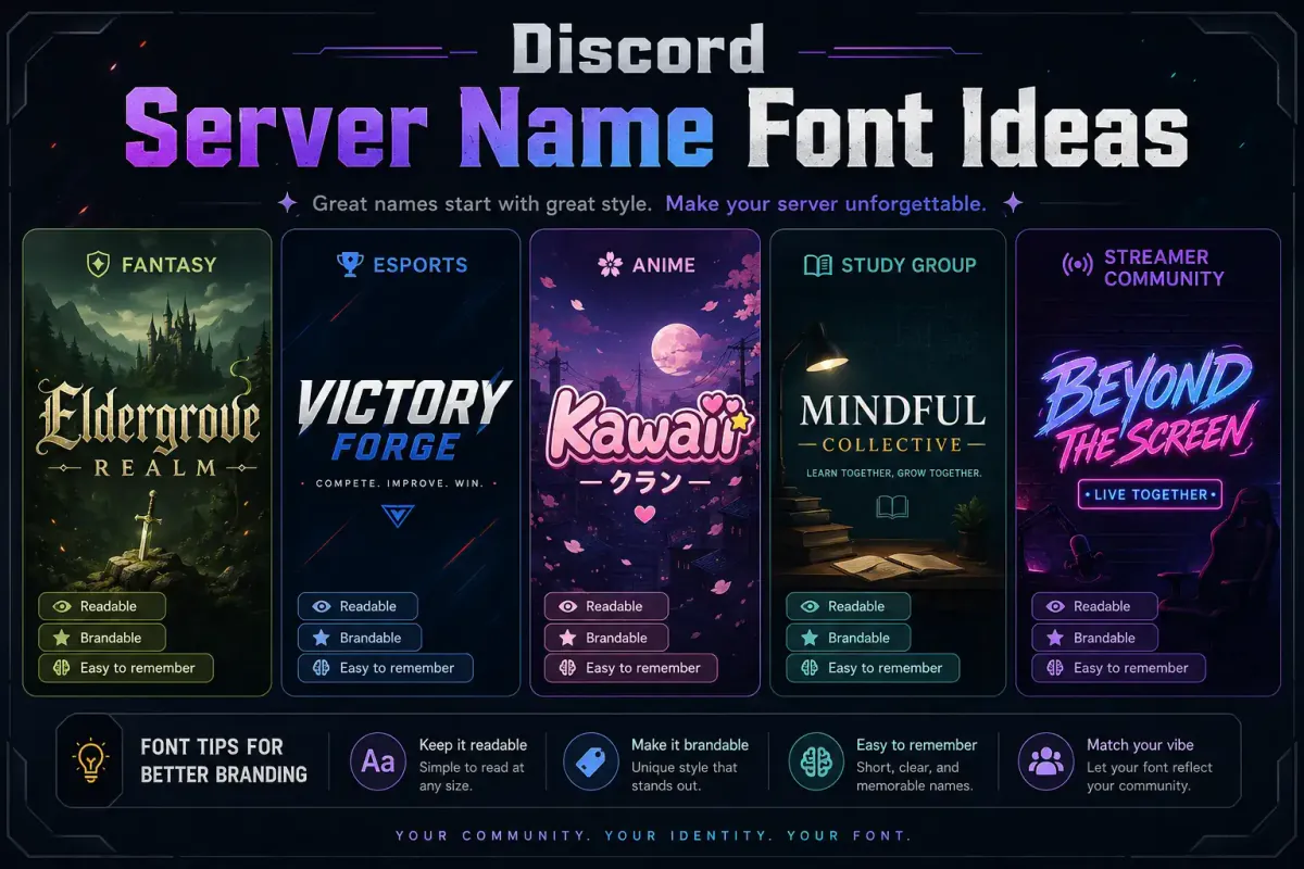 Styled server name ideas for Discord branding