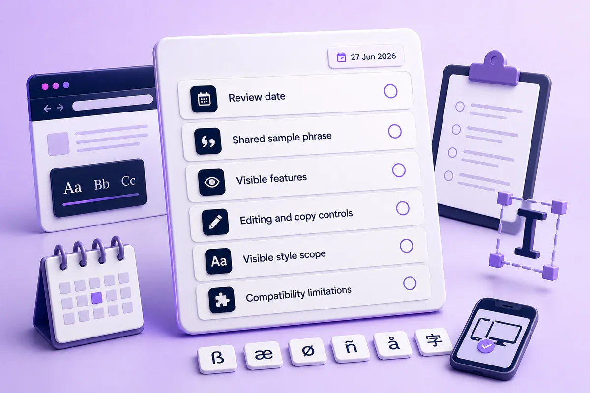Evaluation criteria for comparing online font generators