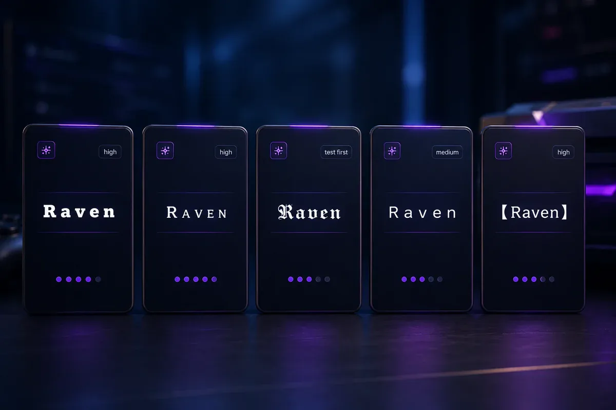 Comparison of five gaming username font styles