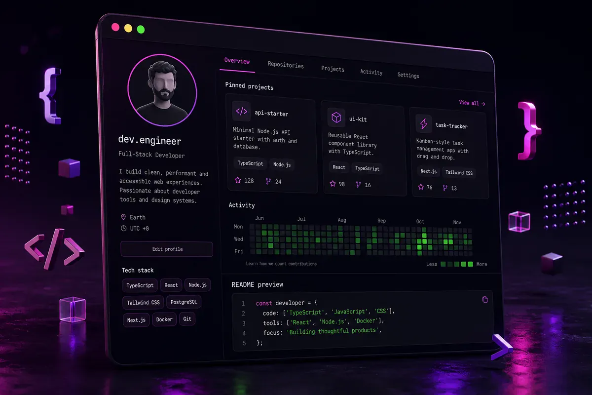 Monospace GitHub profile bio ideas for developers