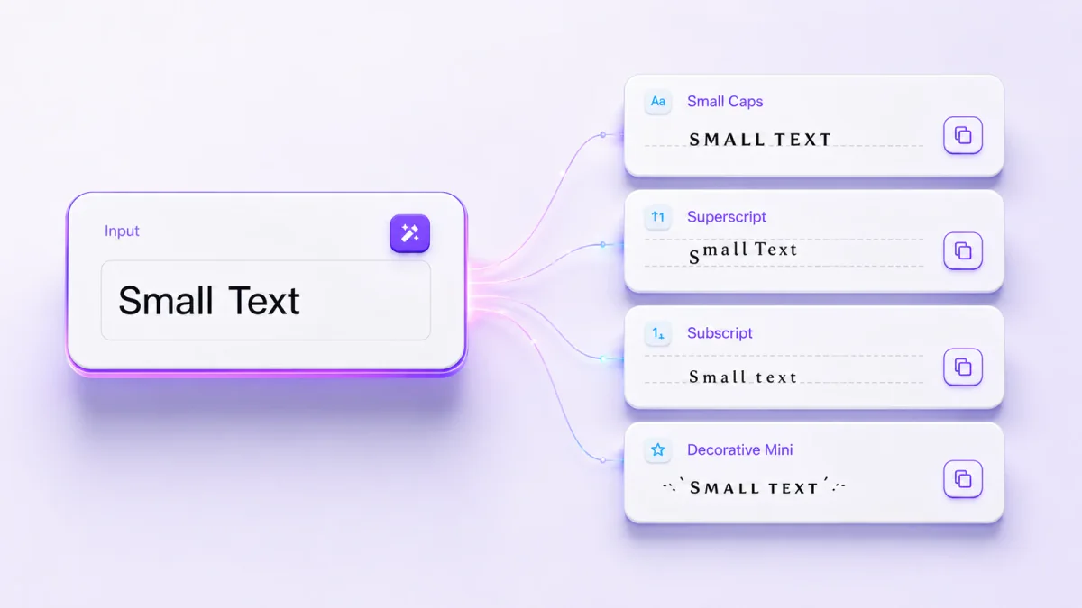 Normal text converted into several copyable small Unicode styles