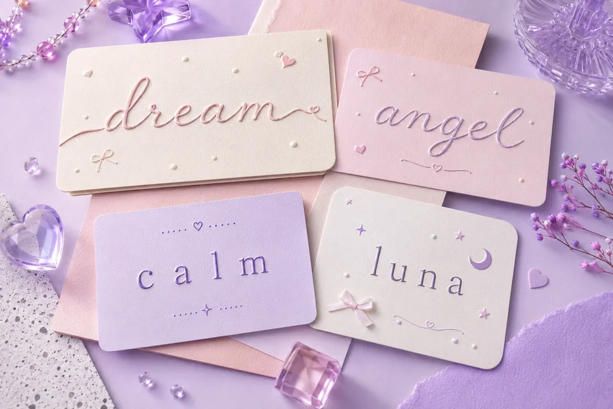 Soft aesthetic text styles with lowercase letters and subtle symbols